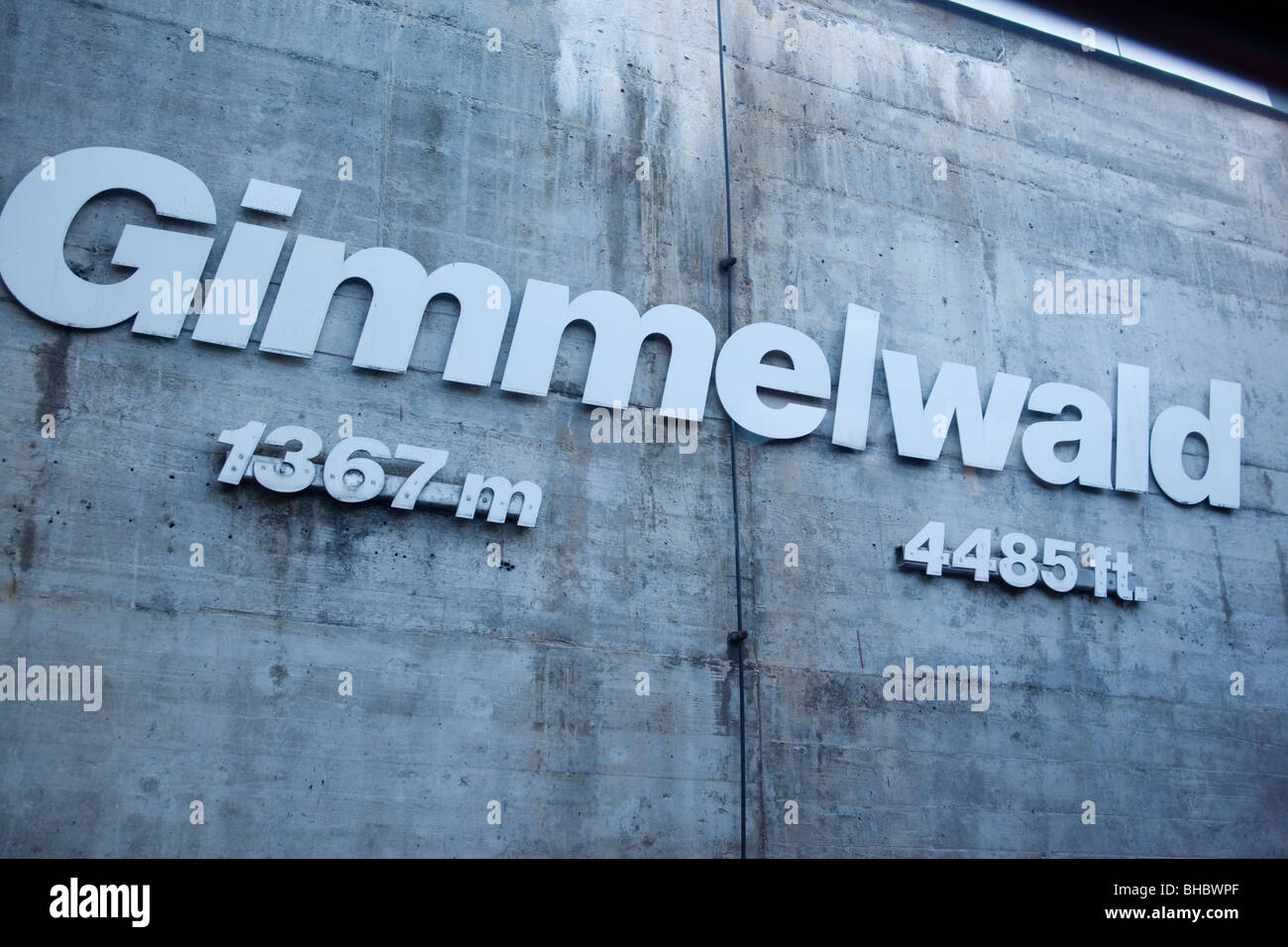 Gimmelwald cable car lift sign in Switzerland Stock Photo