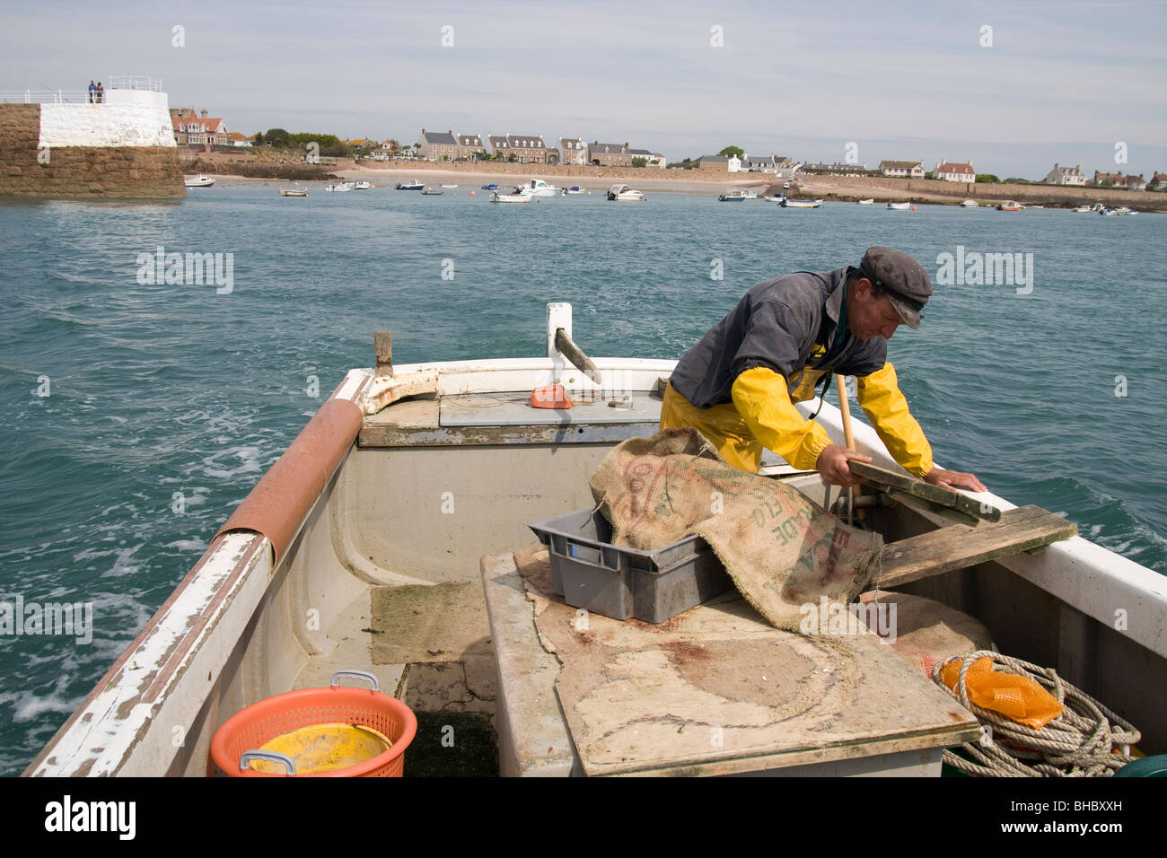 commercial fisherman.La Rocque,St.Helier Jersey Stock Photo