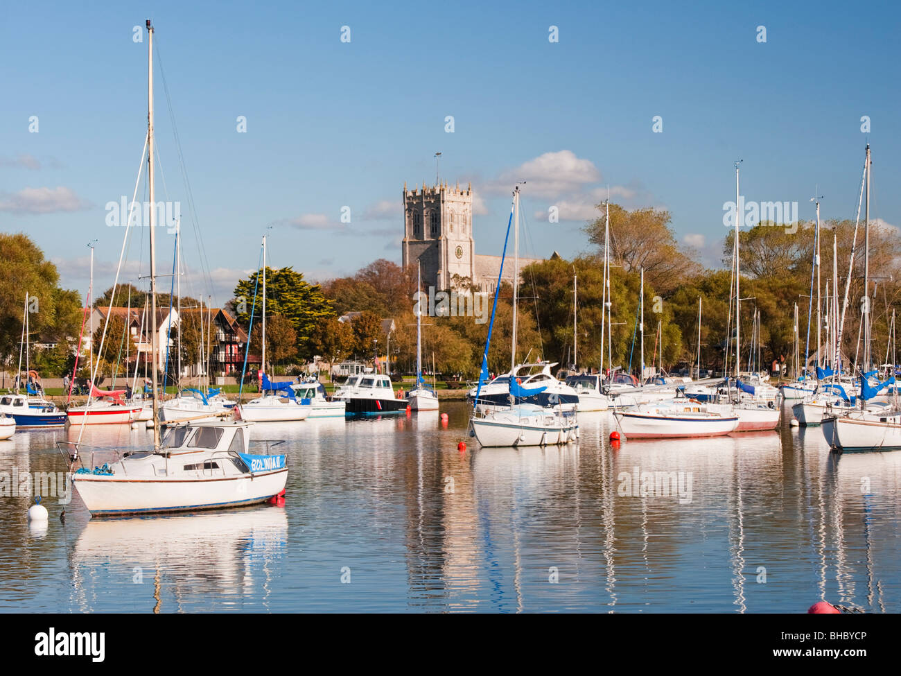 Christchurch Priory and the River Stour, Christchurch, Dorset Stock Photo