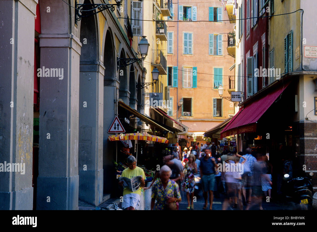 Lively scene in summer time French Riviera cities Stock Photo Alamy