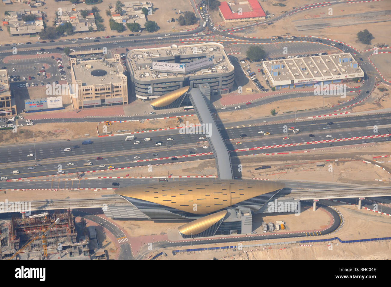 Aerial view of Sheikh Zayed Road, Dubai United Arab Emirates Stock