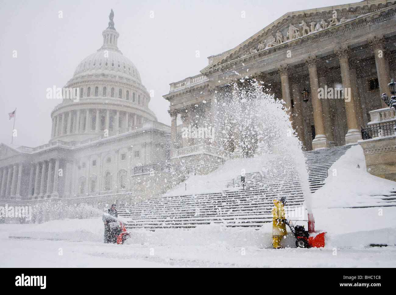 Snow scenes around the United States Capitol Building Stock Photo