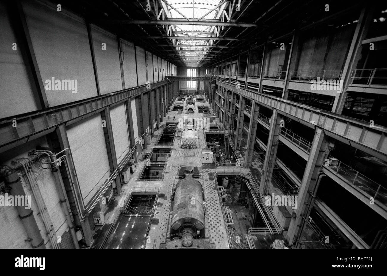 Bankside Power Station showing the massive Turbine Hall photographed in the late 1990's.Tate Modern site. Stock Photo