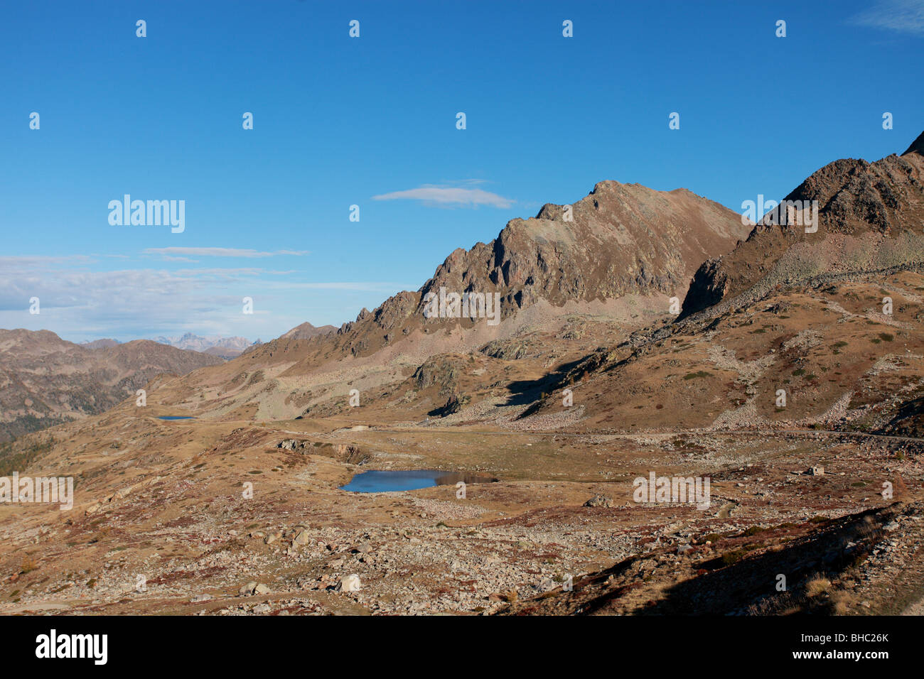 The col de la Lombarde (2400m high) between the French and the Italian border Stock Photo