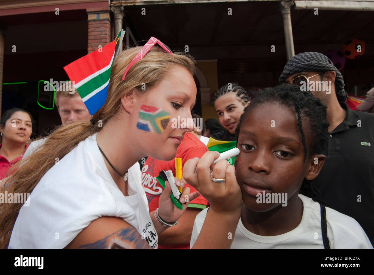 Face painted south africa flag hires stock photography and images Alamy
