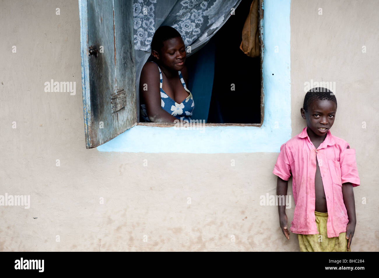 Woman and child in Hoima Uganda Africa Stock Photo