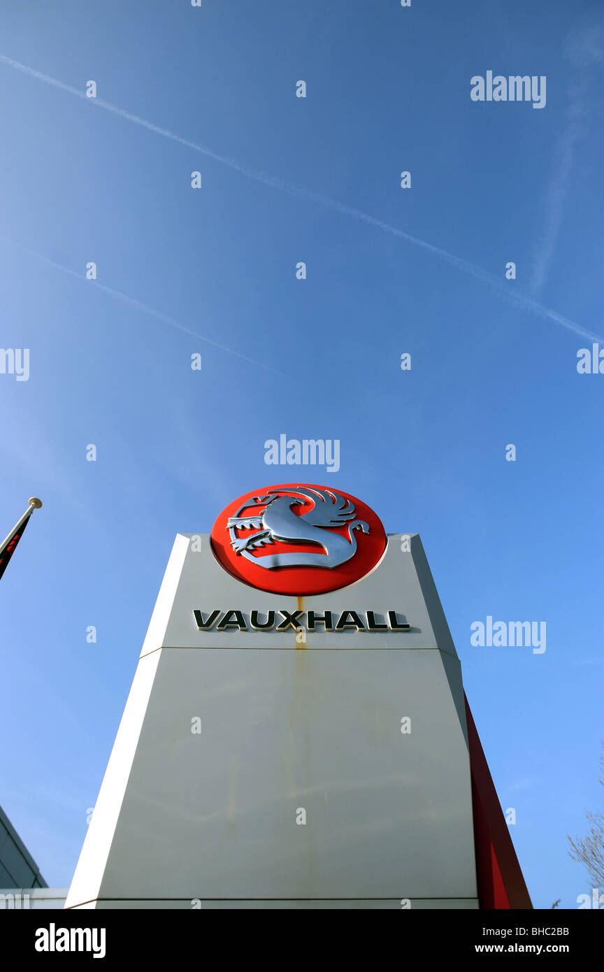 Vauxhall car sign and emblem outside a garage in shoreham by sea Stock