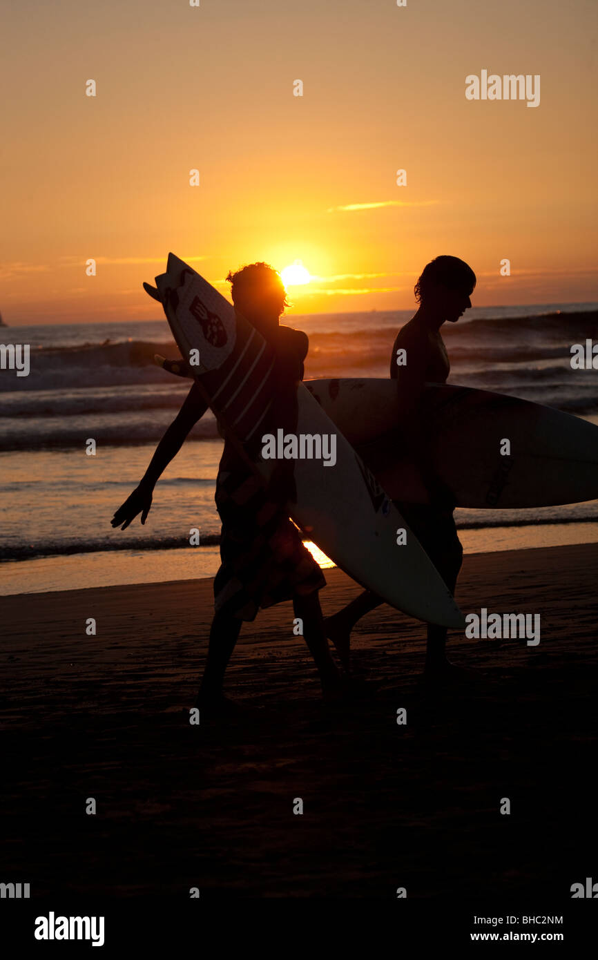 Surfers in Costa Rica, Central America Stock Photo