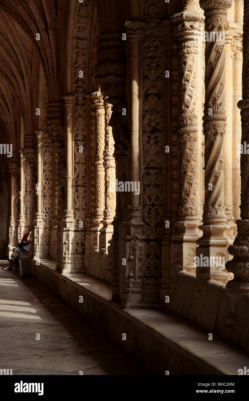 The interior of the monastery of Jeronimos dated between the 15th and 16th century is a UNESCO patrimony building Stock Photo