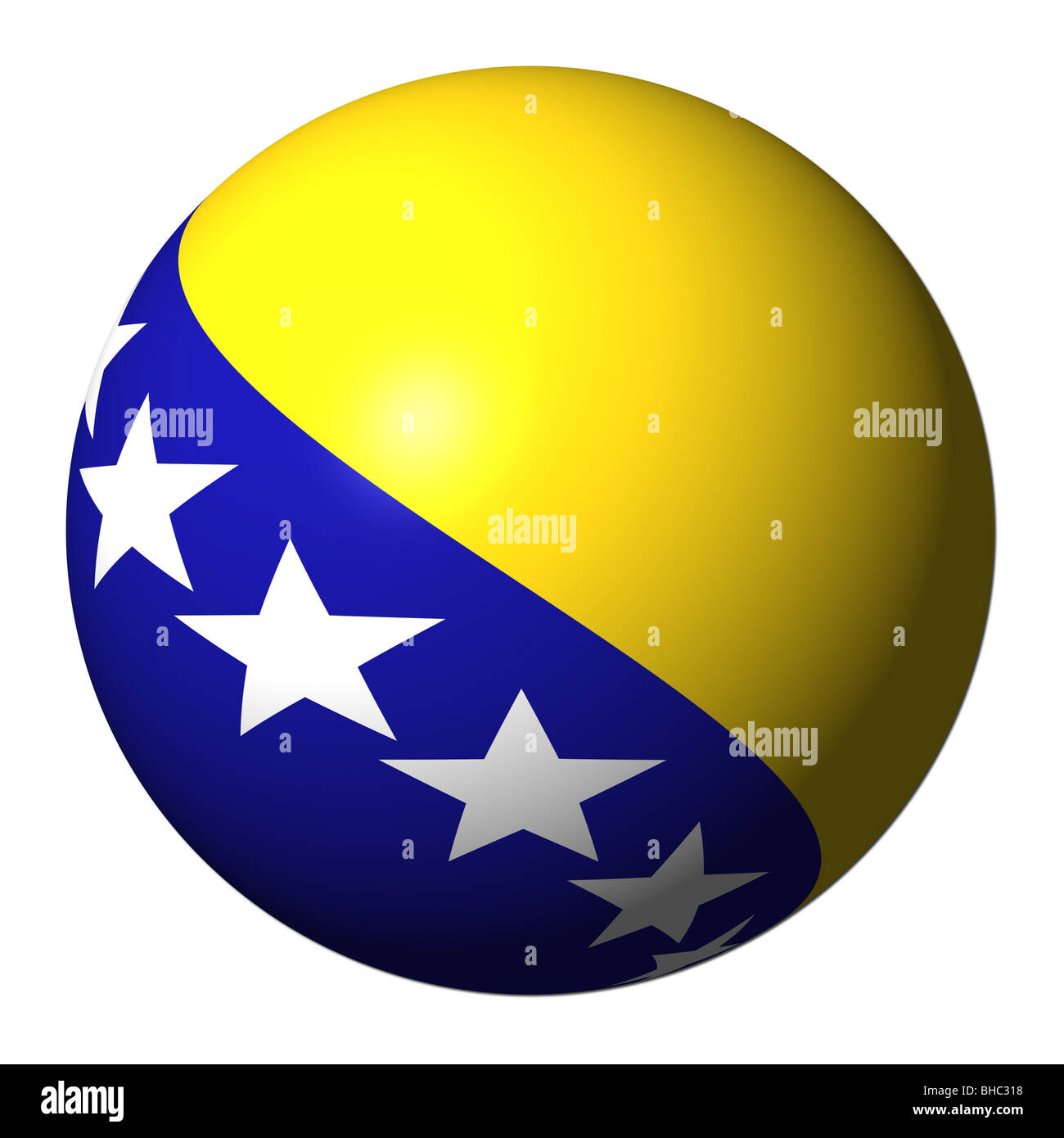 Bosnia flag sphere isolated on white illustration Stock Photo - Alamy