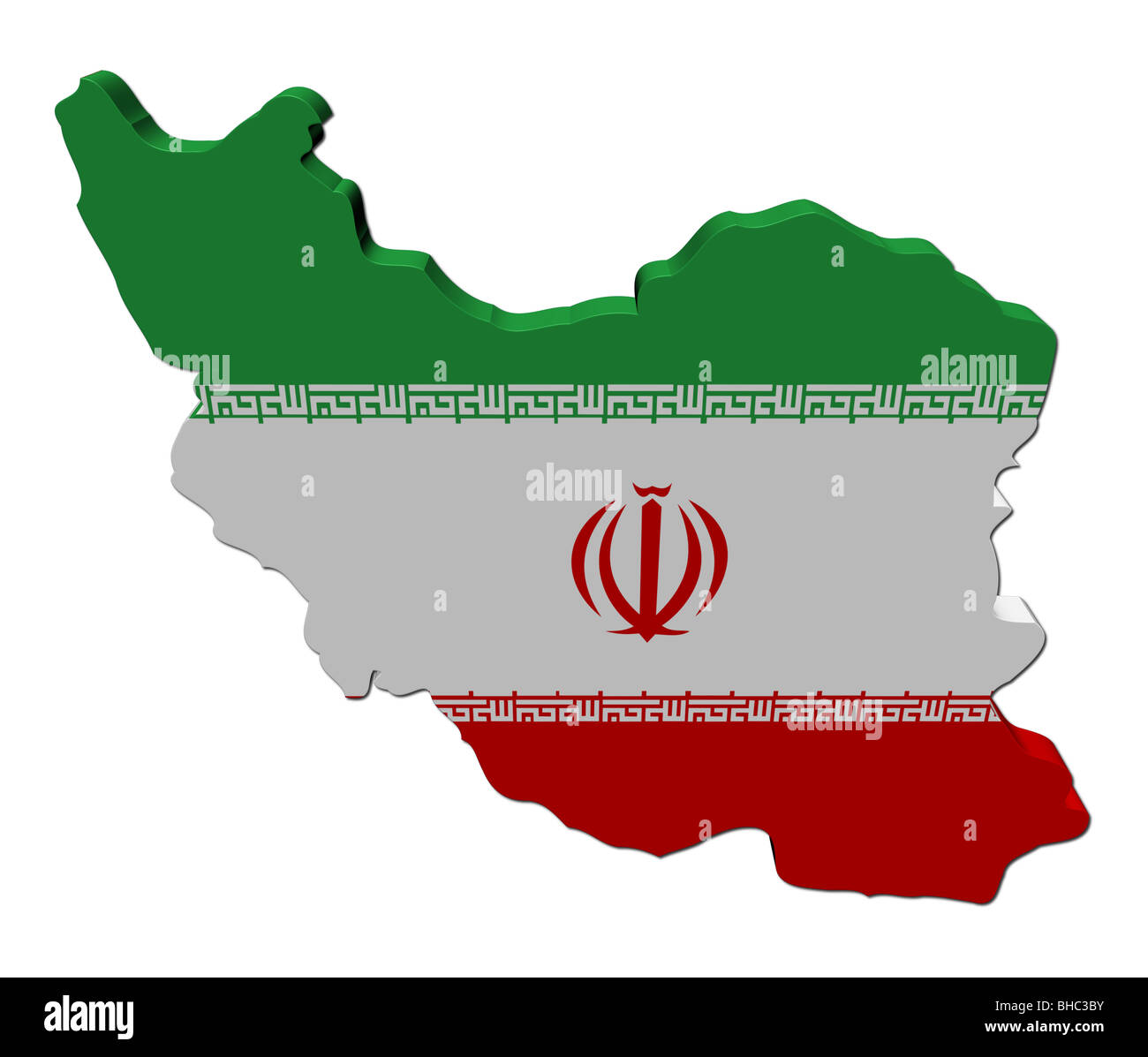 Iran map flag 3d render on white illustration Stock Photo