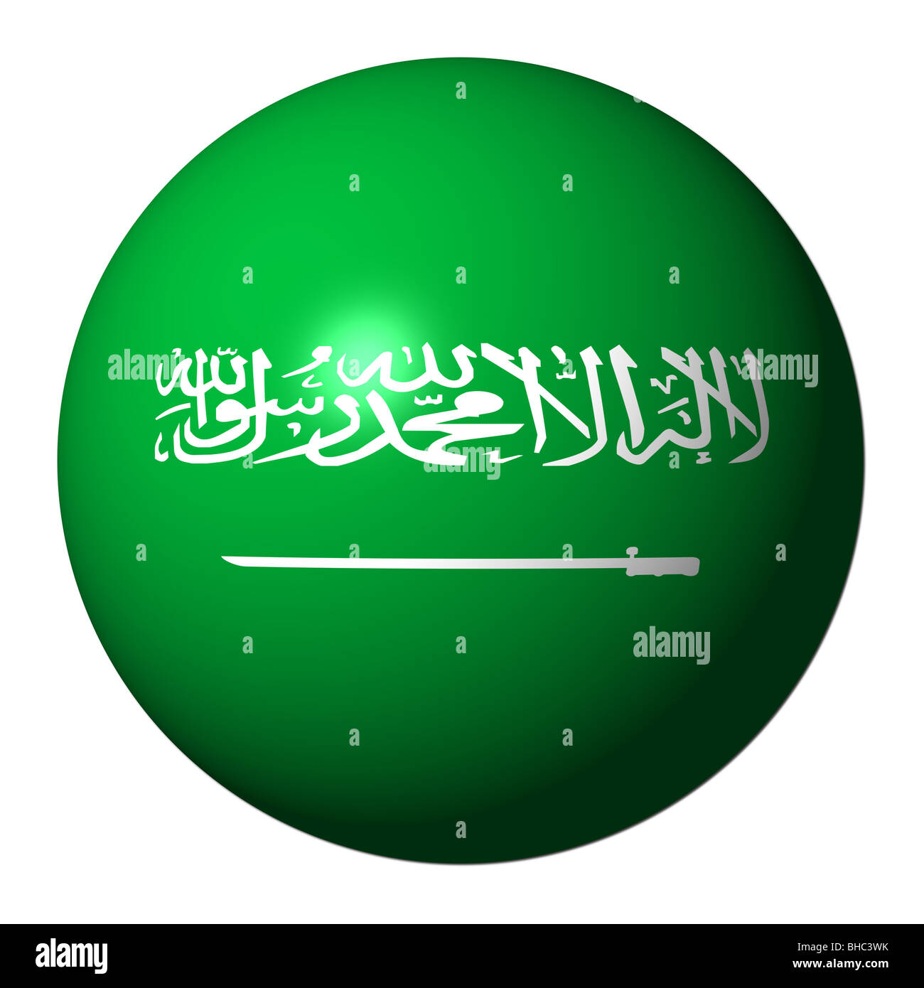 Saudi Arabia flag sphere isolated on white illustration Stock Photo - Alamy