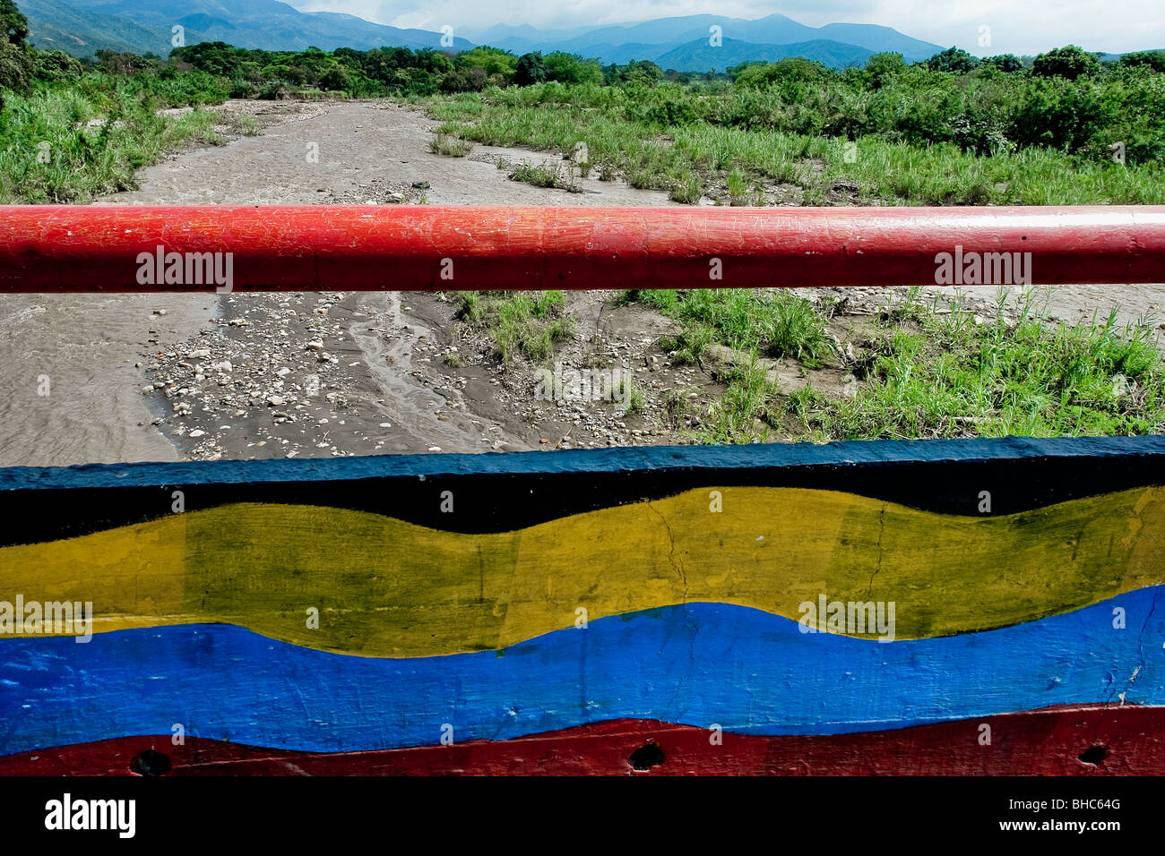 The bridge crossing the river Táchira on the Colombian-Venezuelan border. Stock Photo