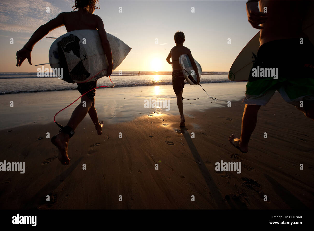 Surfers in Costa Rica, Central America Stock Photo