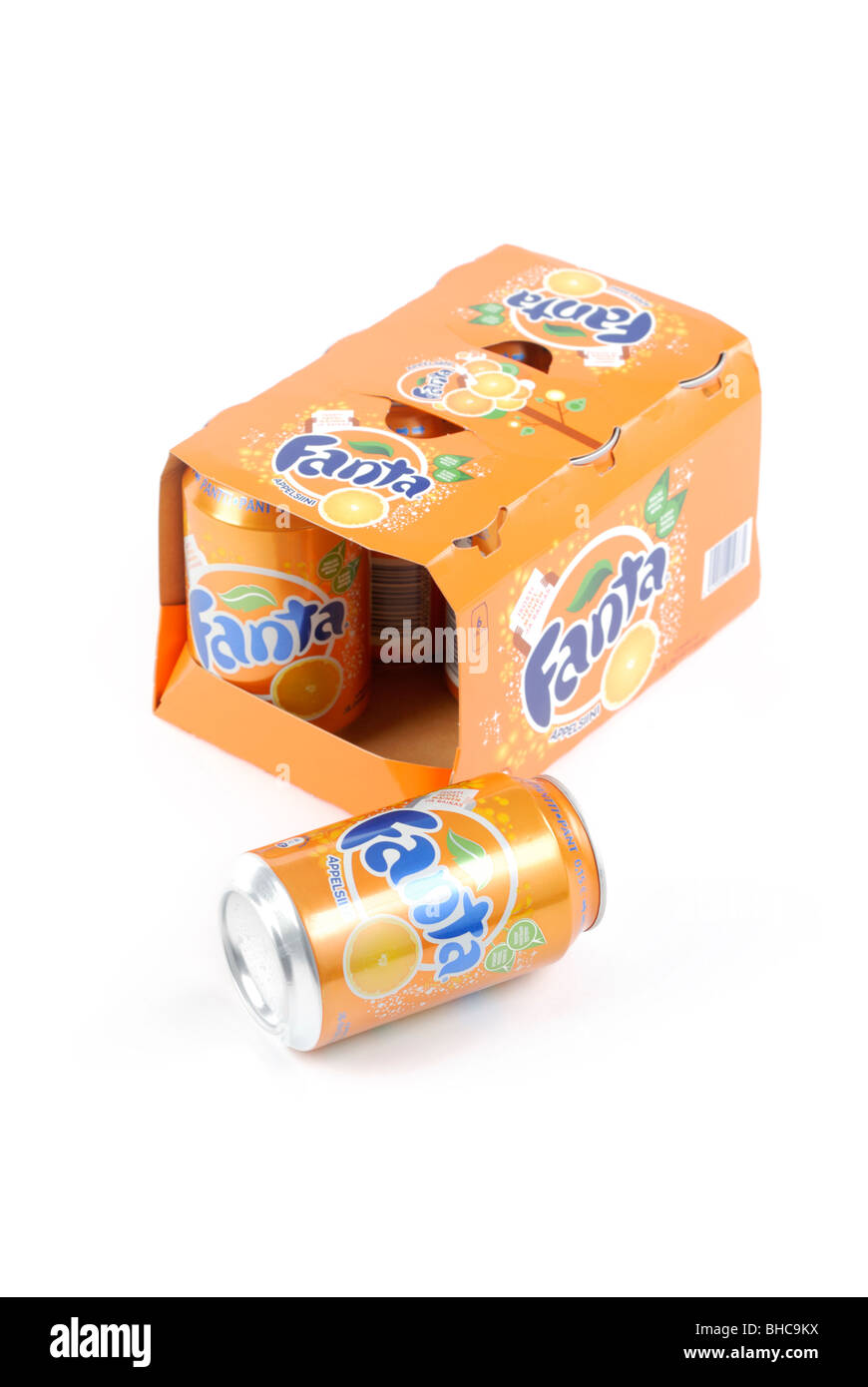 Fanta soft drink cans Stock Photo