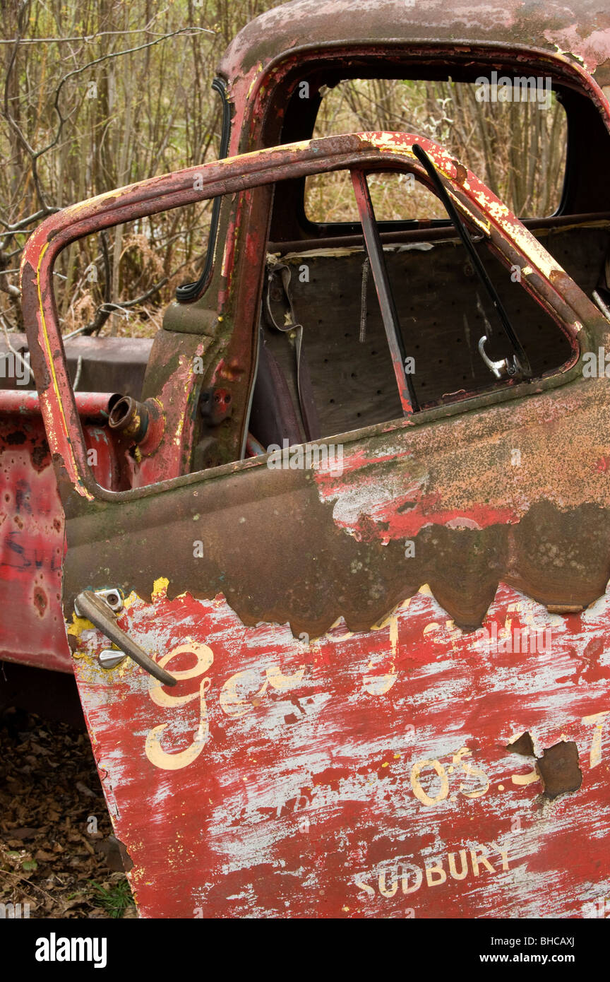 Details of derelict Chevy truck, Greater Sudbury, Ontario, Canada Stock Photo