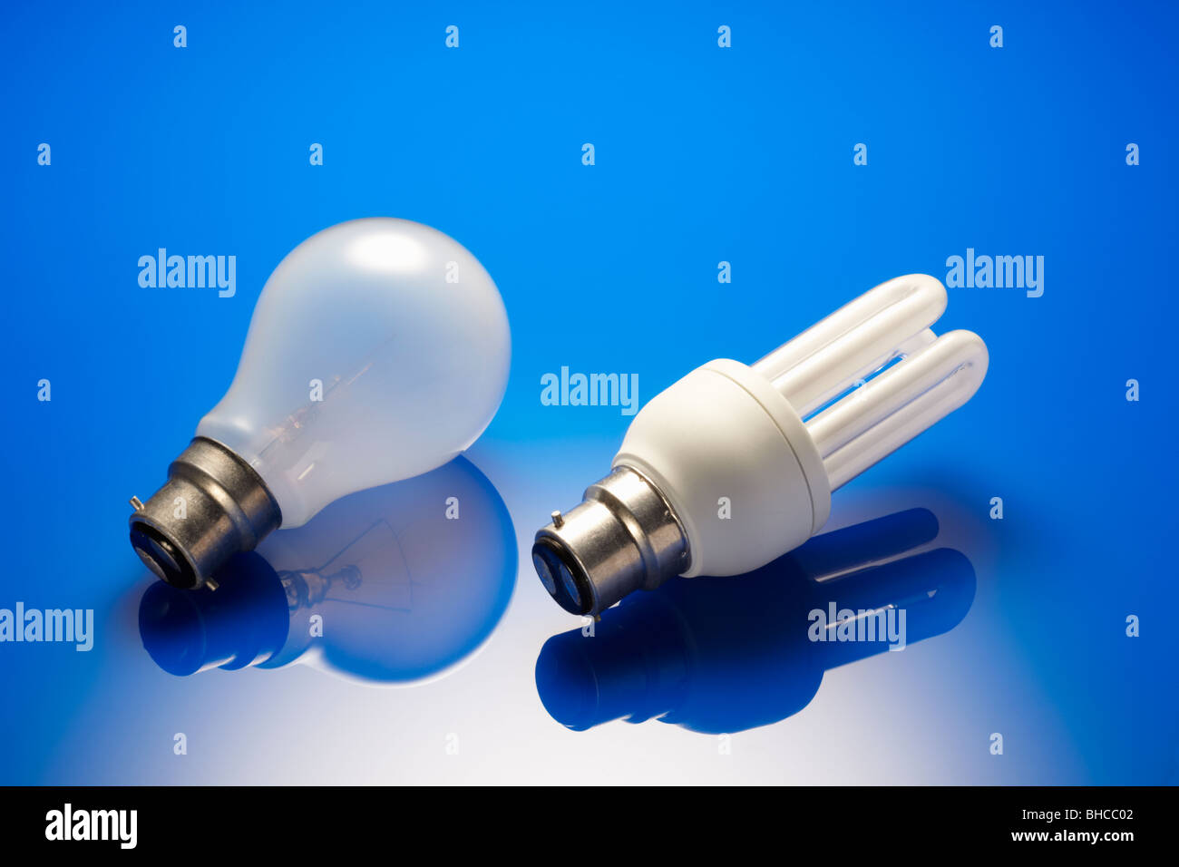 Energy Saving Light Bulb and Standard Light Bulb Stock Photo Alamy