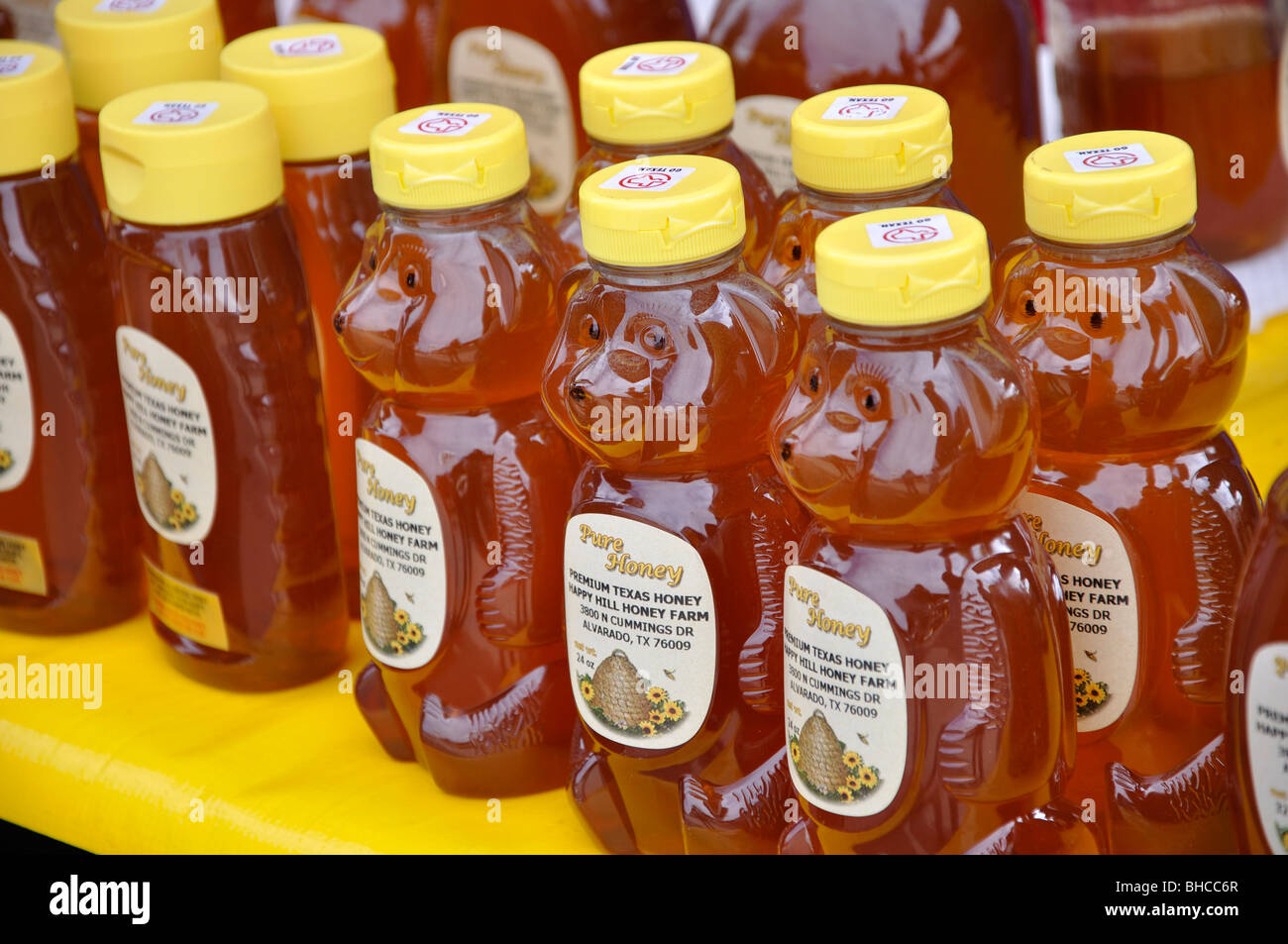 Honey for sale at local farmer's market Stock Photo