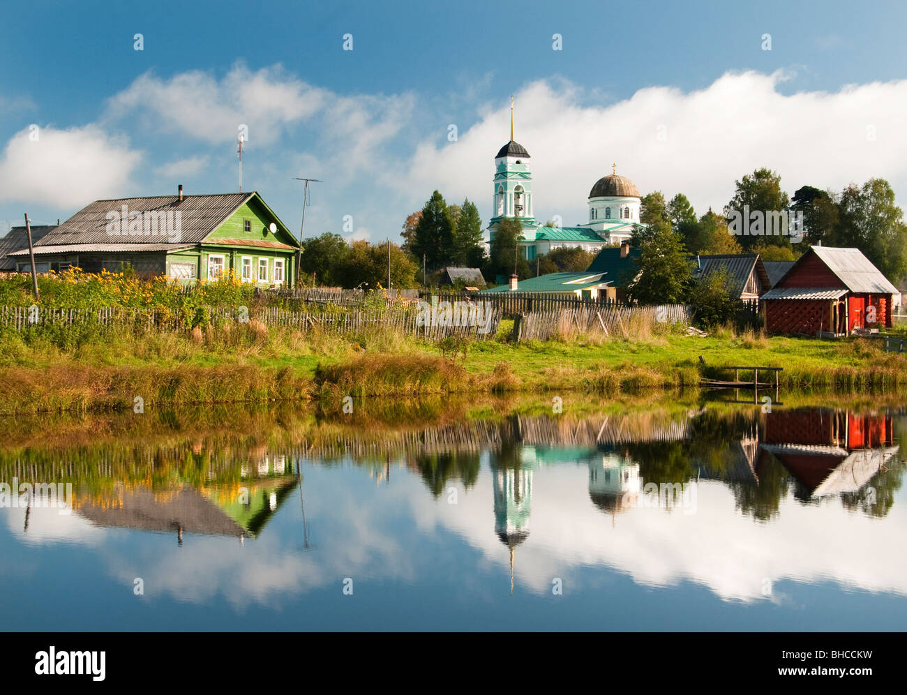 River reflections, Sominka river, Leningrad region, Russia Stock Photo