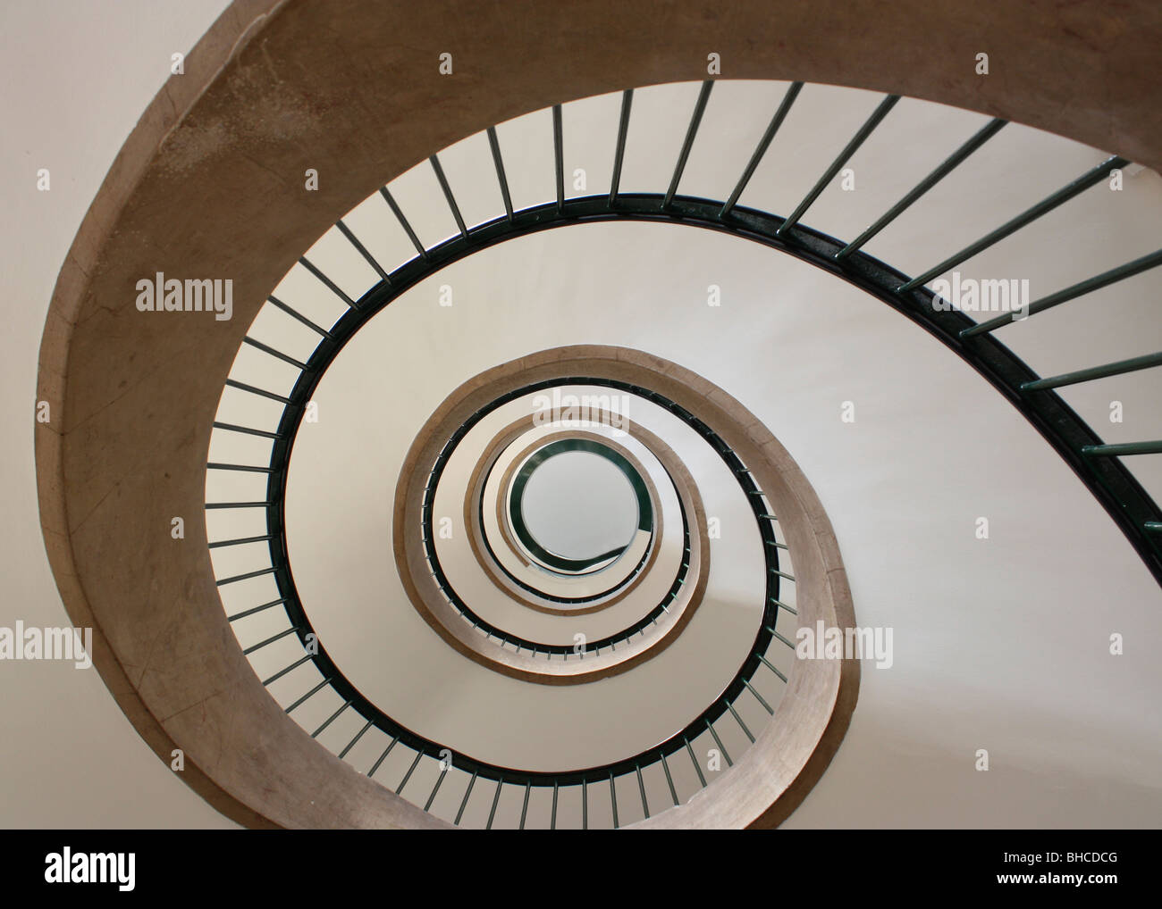 Abstract spiral staircase in Strasbourg hotel in France Stock Photo