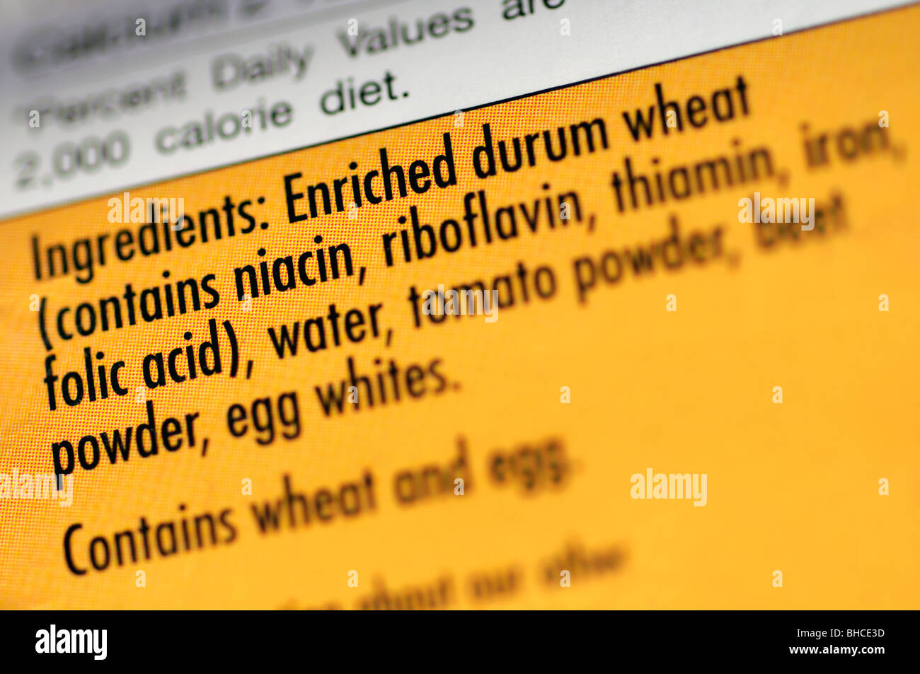 Ingredients ingredient list packaged food nutrition information pasta