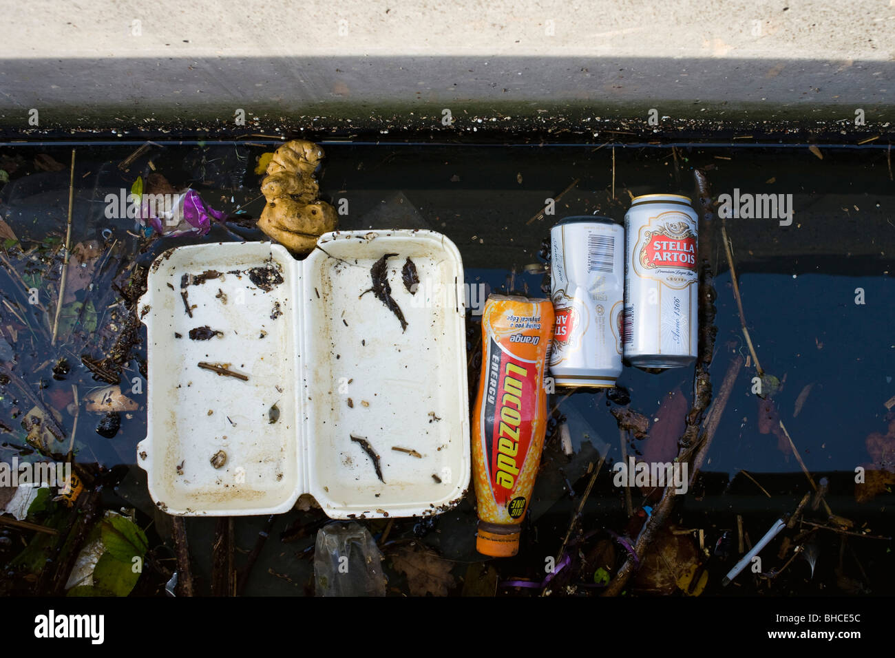 Rubbish in city docks water, Bristol Stock Photo Alamy