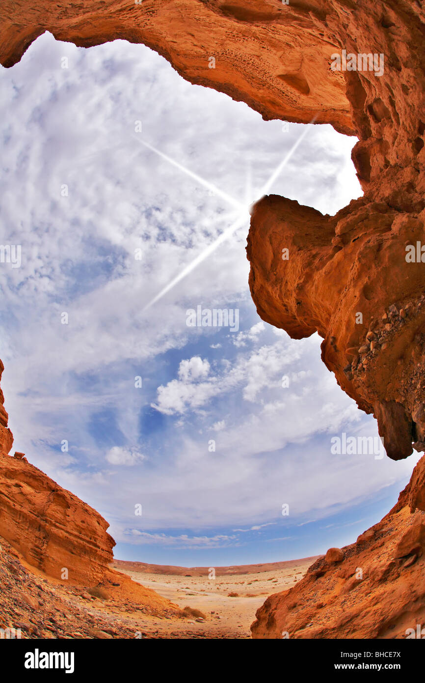 Effective slot-hole canyon in Yudean desert Stock Photo