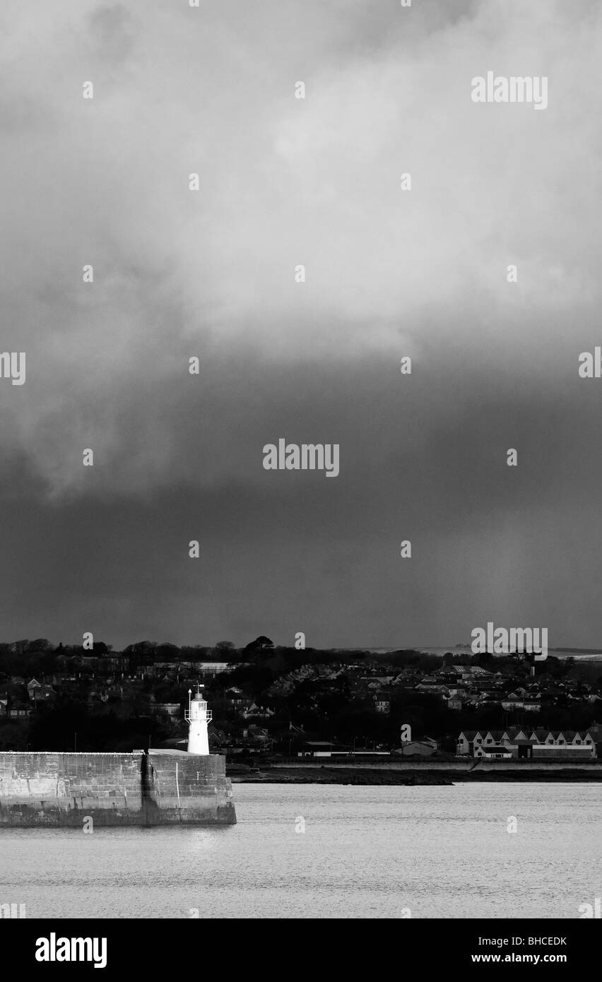 Storm above Newlyn, Cornwall, UK Stock Photo