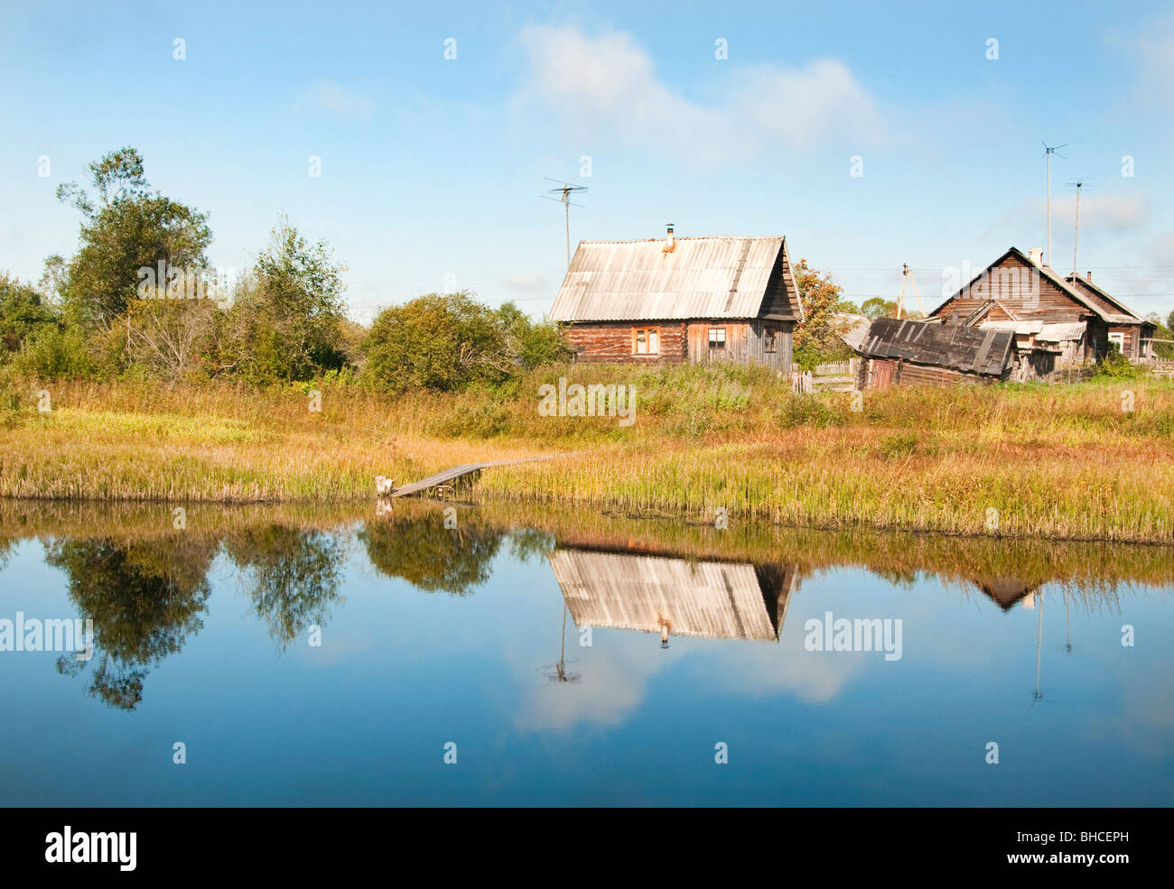 River reflections, Sominka river, Leningrad region, Russia Stock Photo