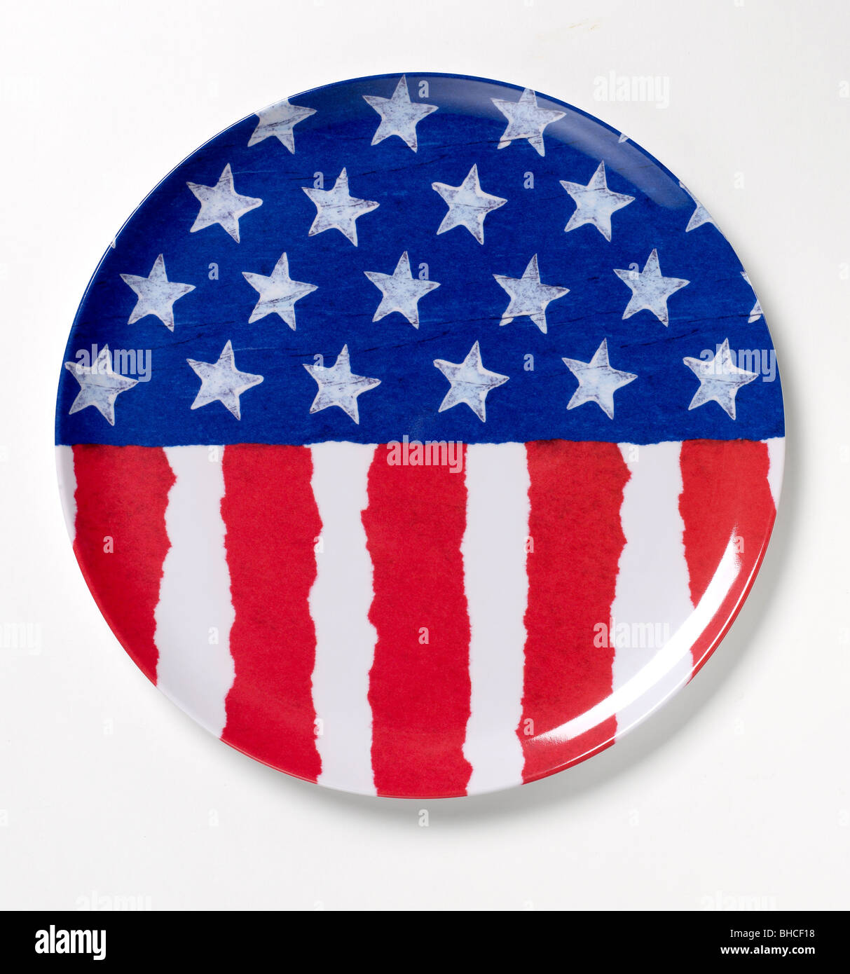 Red white blue plastic plate patriot patriotic flag Stock Photo