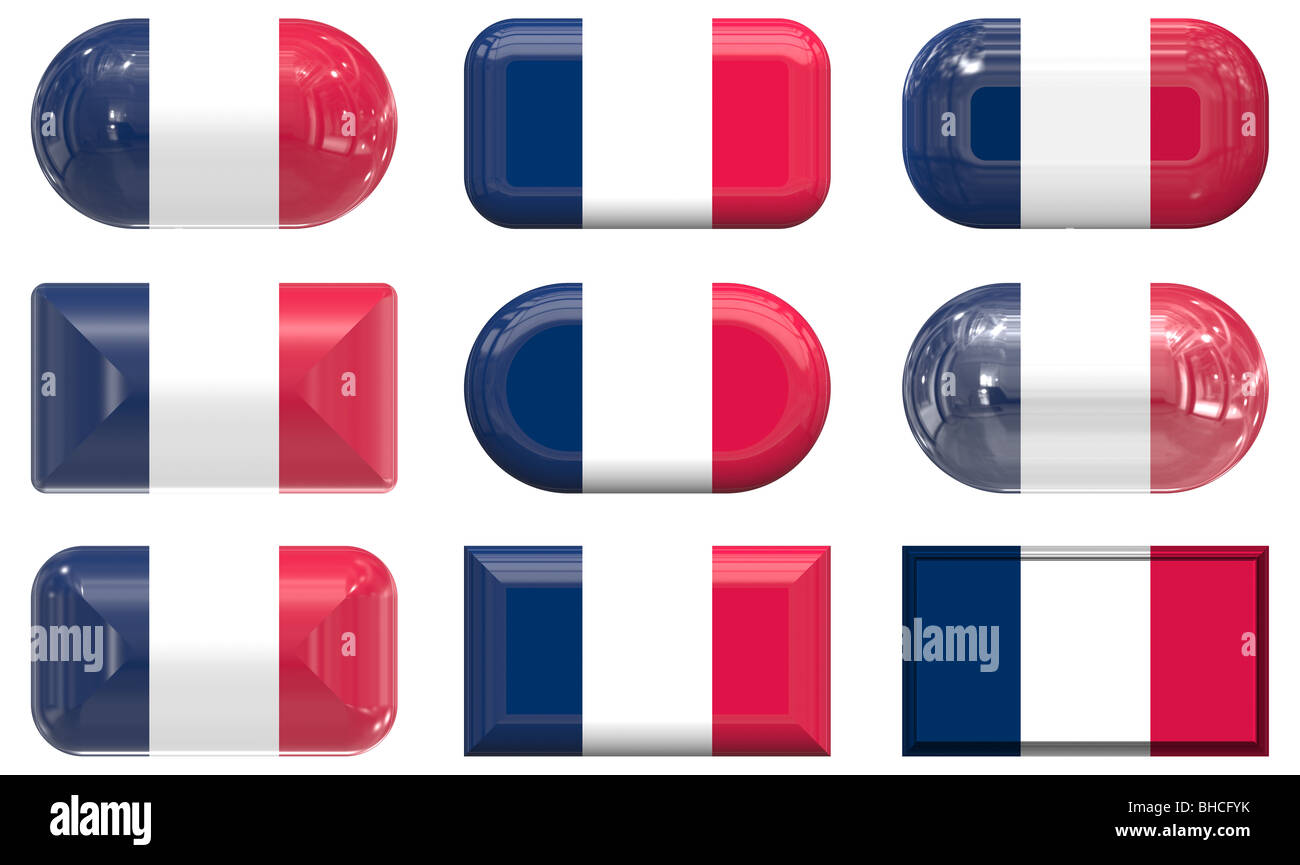 nine glass buttons of the Flag of France Stock Photo - Alamy