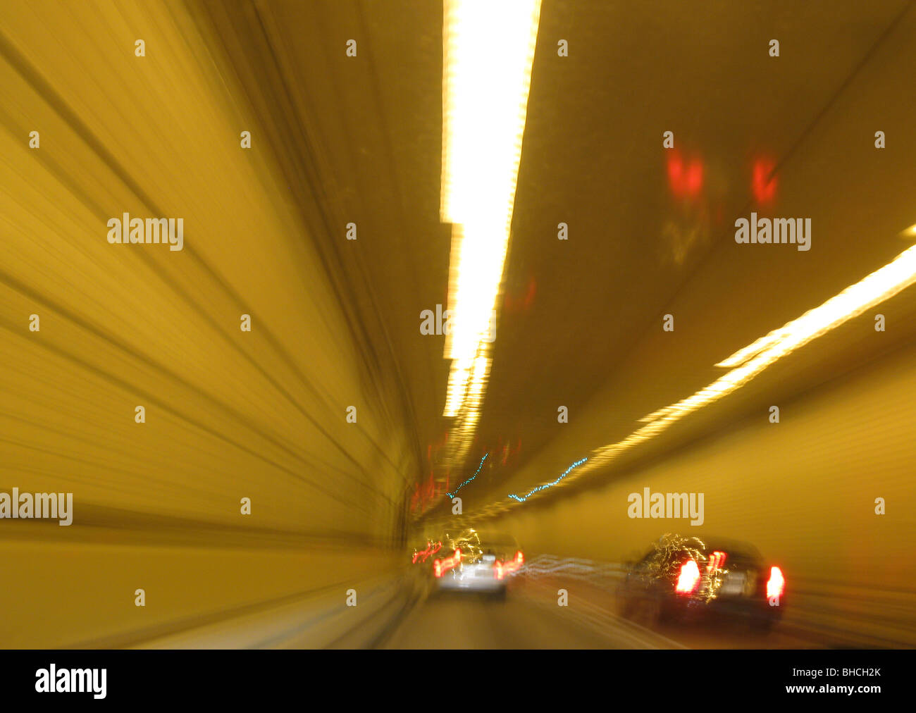 traffic in tunnel Stock Photo