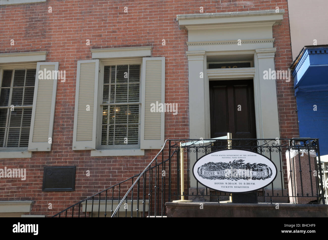 The house where Abraham Lincoln died, across the street from Ford's Theatre where he was shot Stock Photo