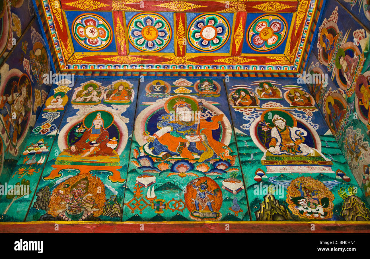 Painting of PADMASHAMBAVA inside a CHORTEN gateway in the NUPRI AREA ...