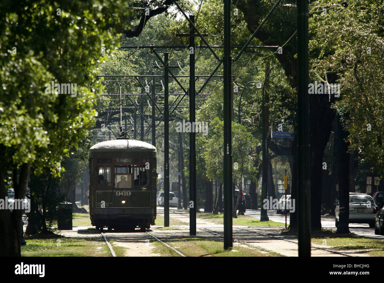 Streetcar, Saint Charles Avenue, New Orleans, Louisiana, USA Stock