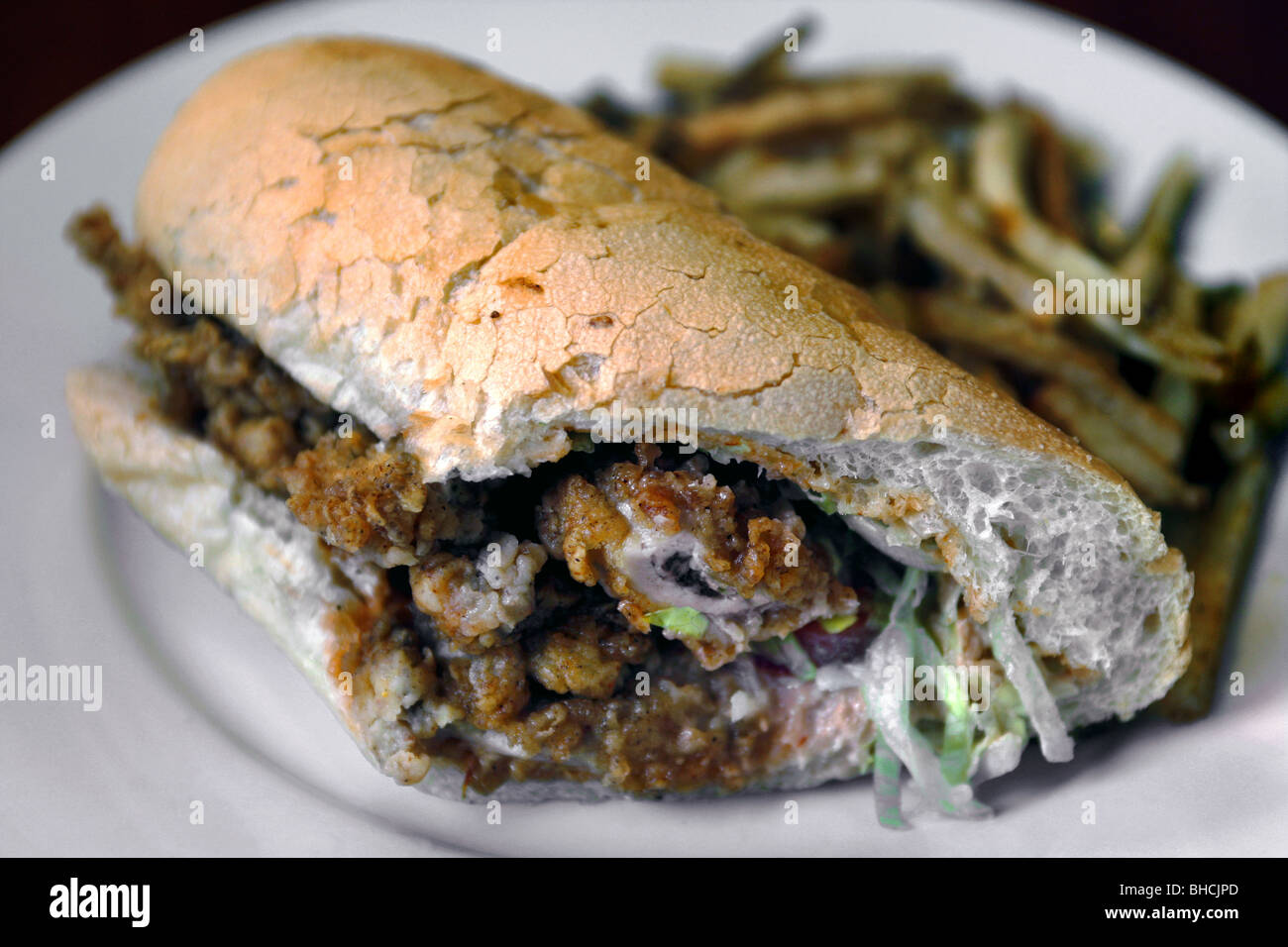 Fried Oyster Po-boy Sandwich, New Orleans, Louisiana, USA Stock Photo