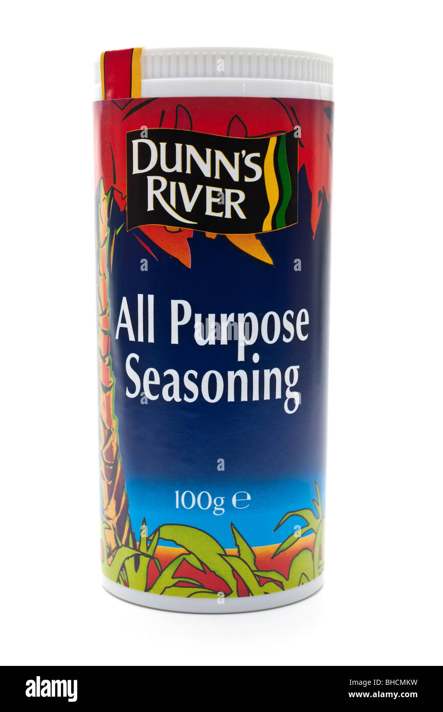 100 gram container of "Dunn's River" All Purpose Seasoning Stock Photo