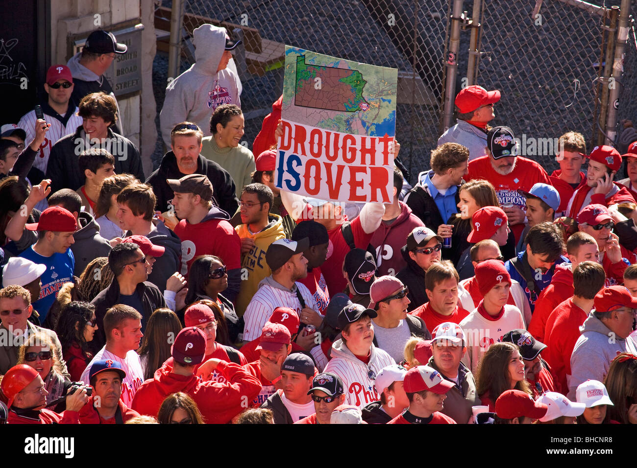 Philadelphia Phillies fans celebrating Phillies World Series victory October 31, 2008 with