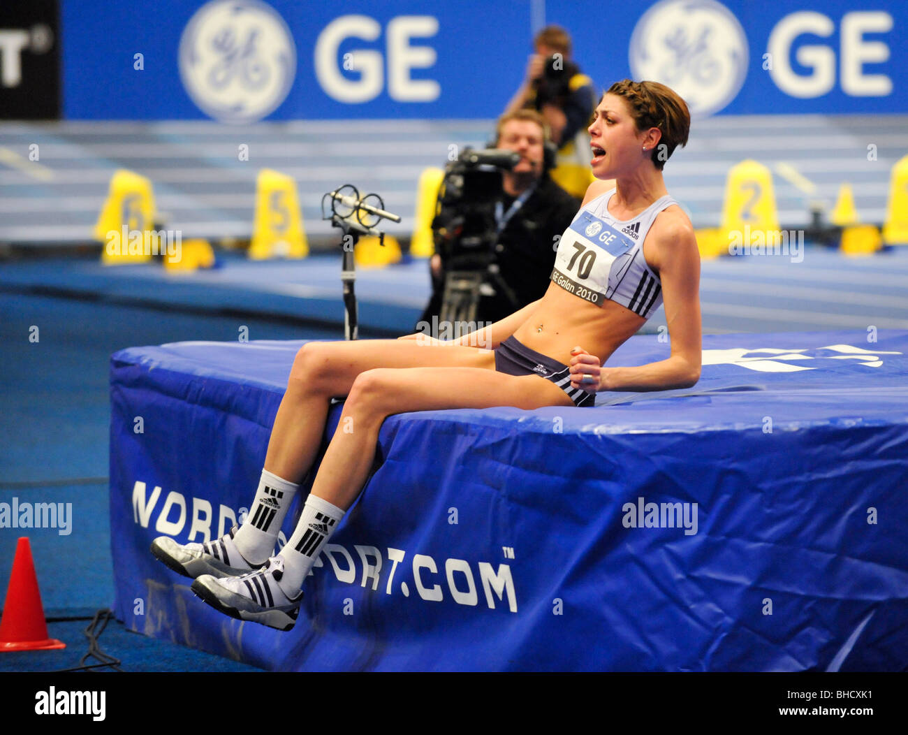 A disappointed Blanka Vlasic Croatia after failing to clear 2.04 meters in the womans high jump in the GE Games in Stockholm Stock Photo