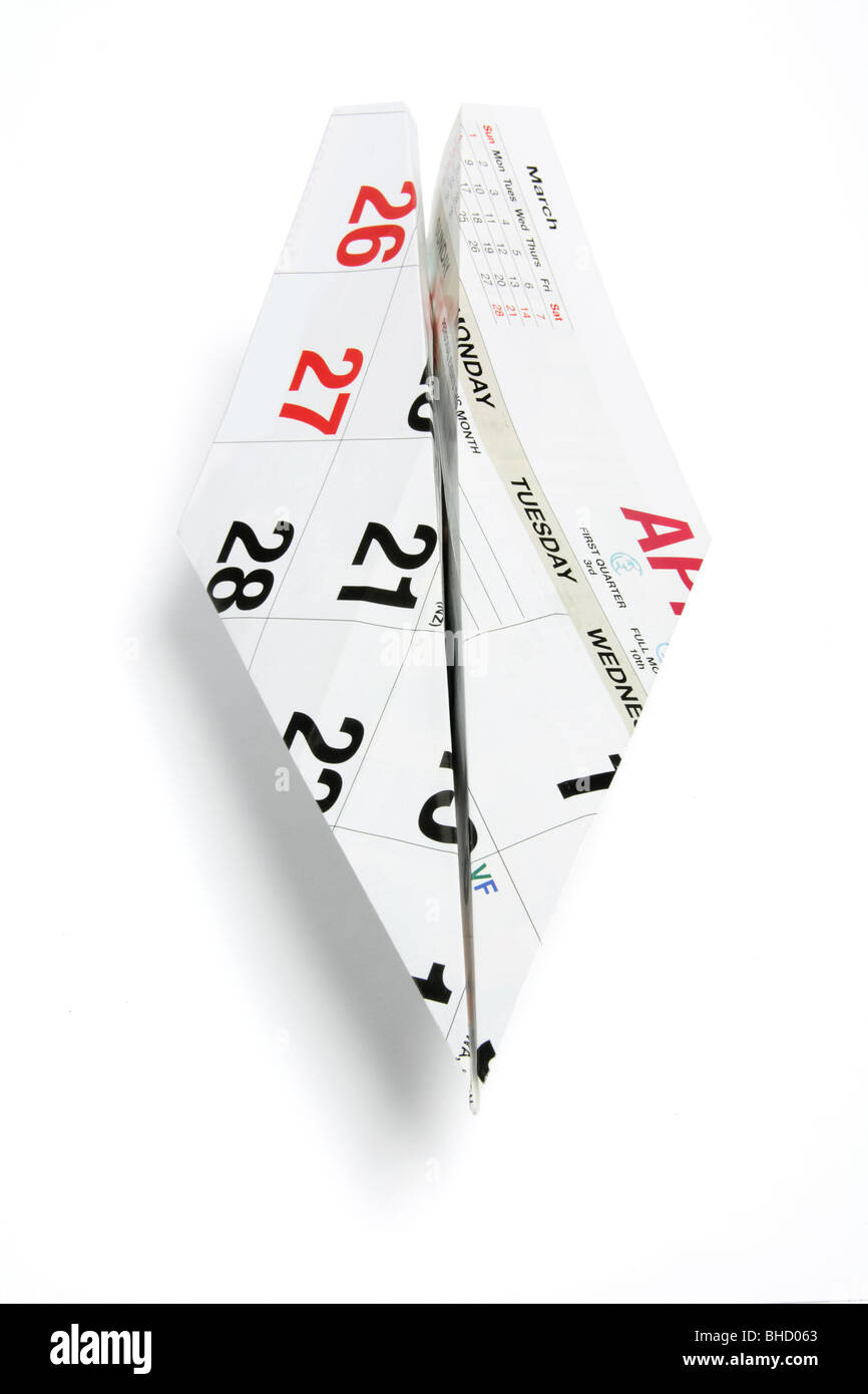 Calendar Paper Plane Stock Photo Alamy