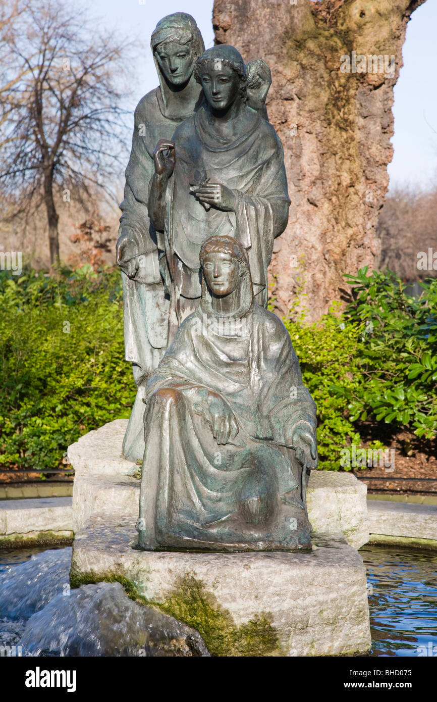 The fountain of The Three Fates. Fates statue. St. Stephen's Green. Dublin. Ireland. Stock Photo