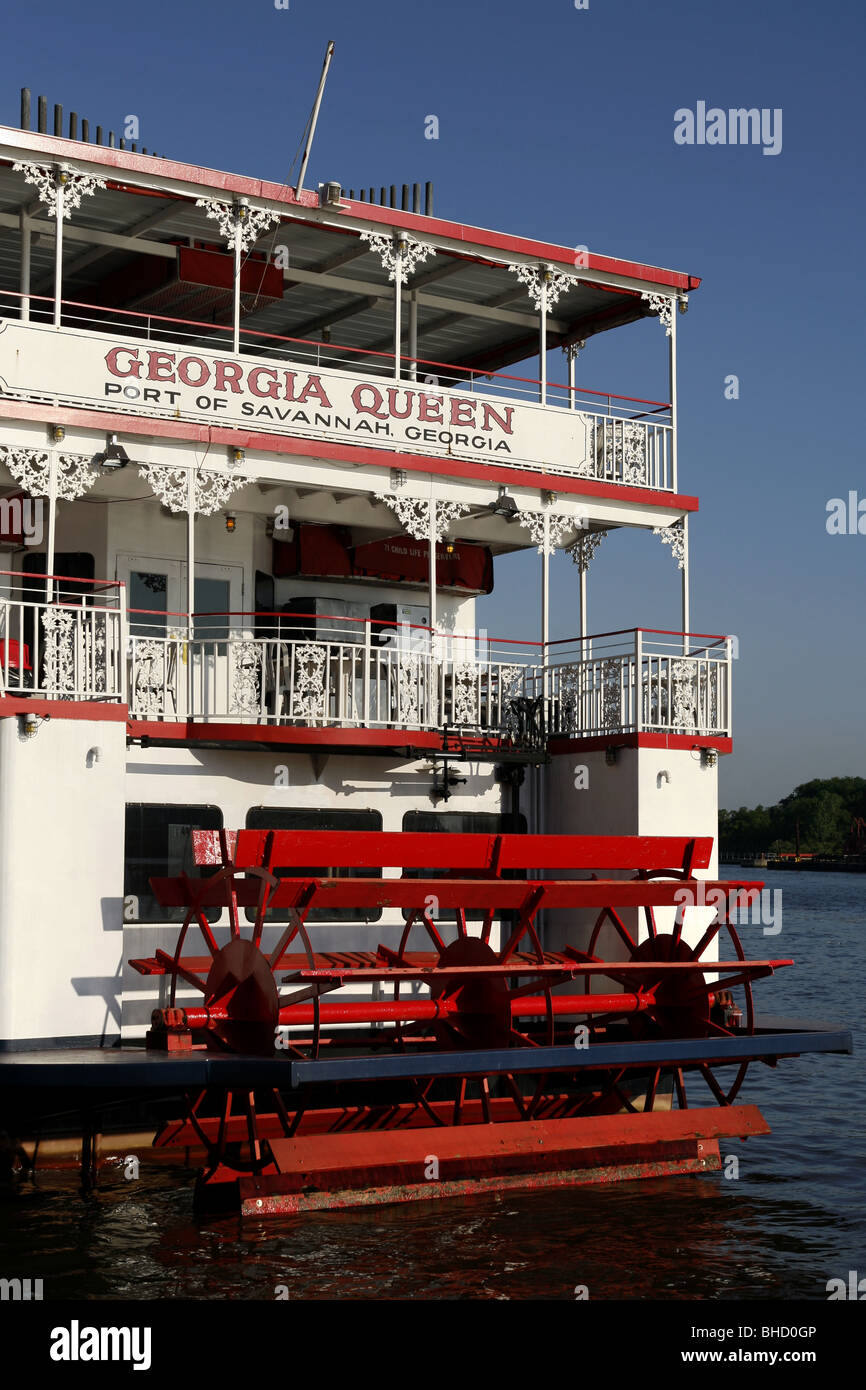 Georgia Queen Paddle Steamer, River Street, Savannah, Georgia, USA Stock Photo