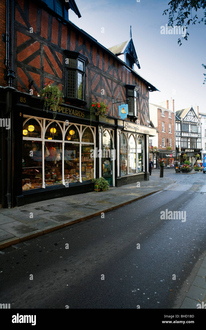 A black and white tudor shop in Shrewsbury, Shropshire. Stock Photo