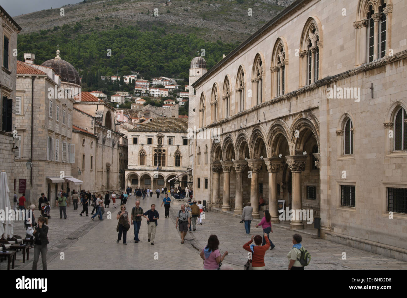 The Old City / Sponza Palace & Bell Tower, Dubrovnik Stock Photo