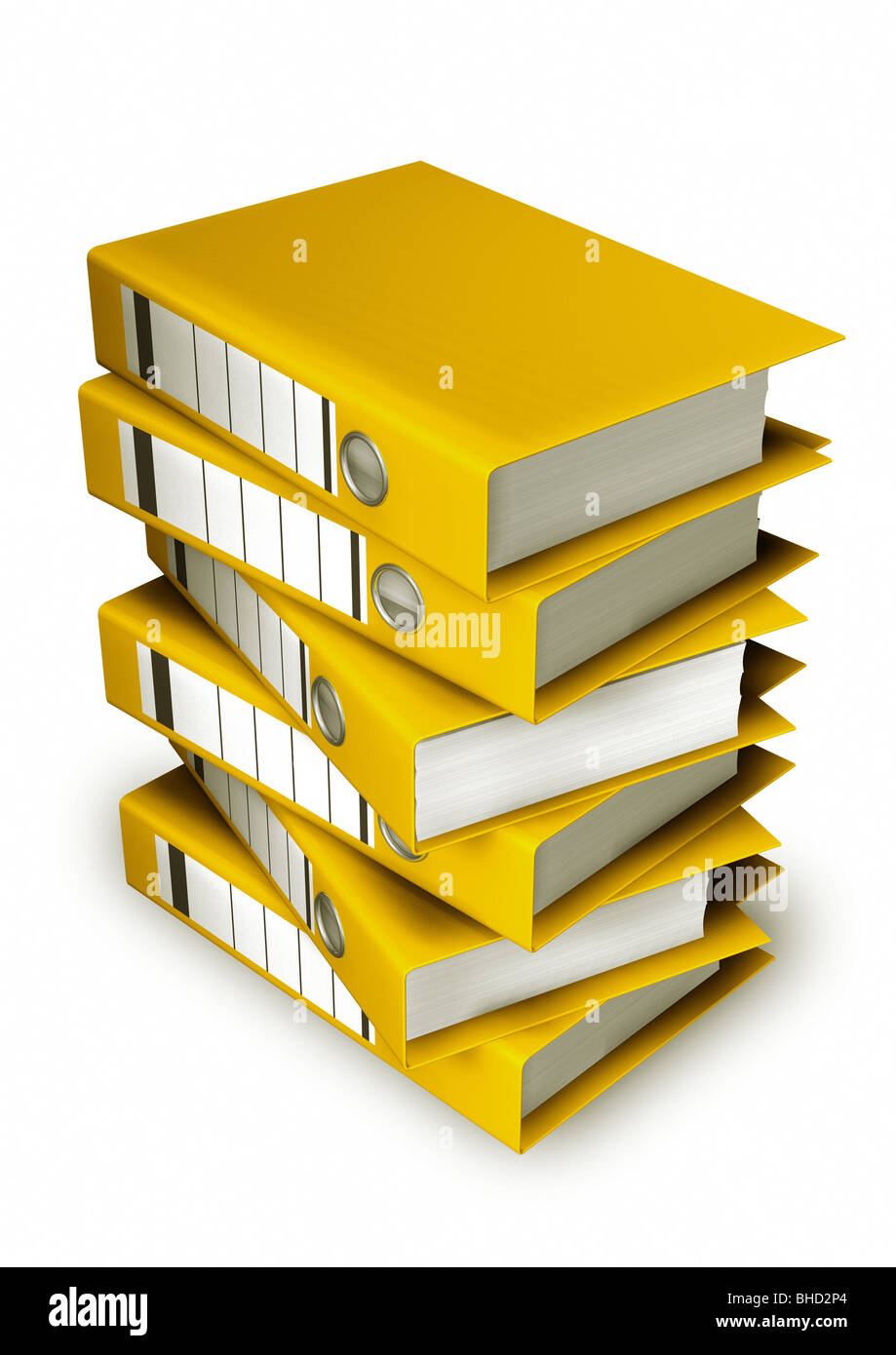 Stacked Yellow Lever Arch Files on White Background Stock Photo Alamy