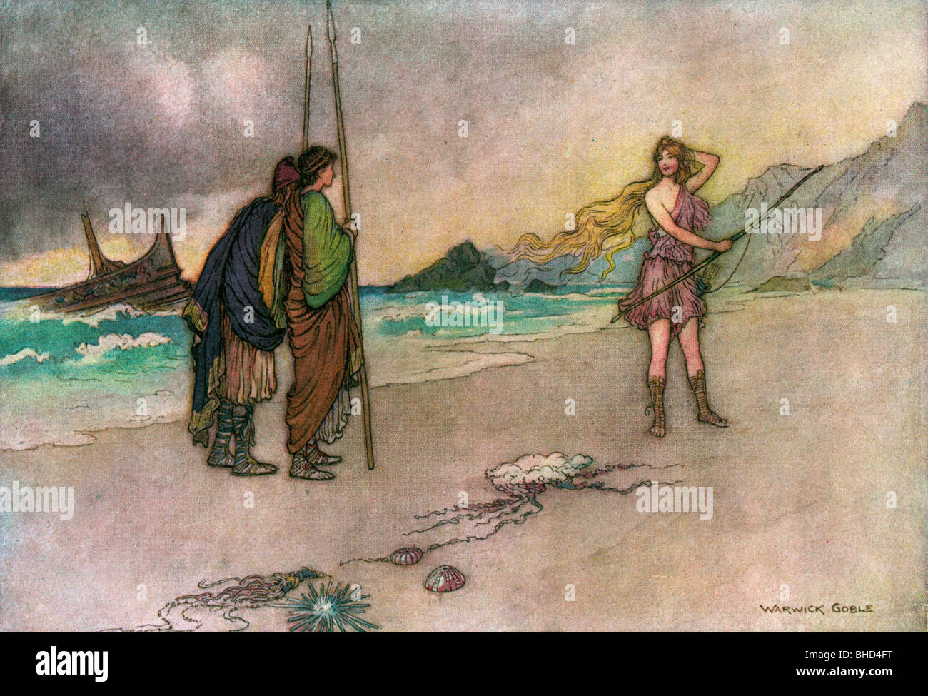 Aeneas and Achates Meeting Venus, by Warwick Goble, from The Complete