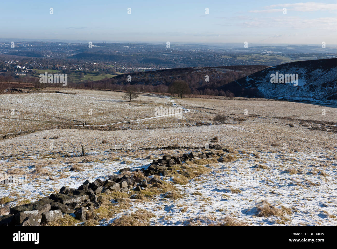 Looking from Totley Moor over Dore and Totley in Sheffield Stock Photo