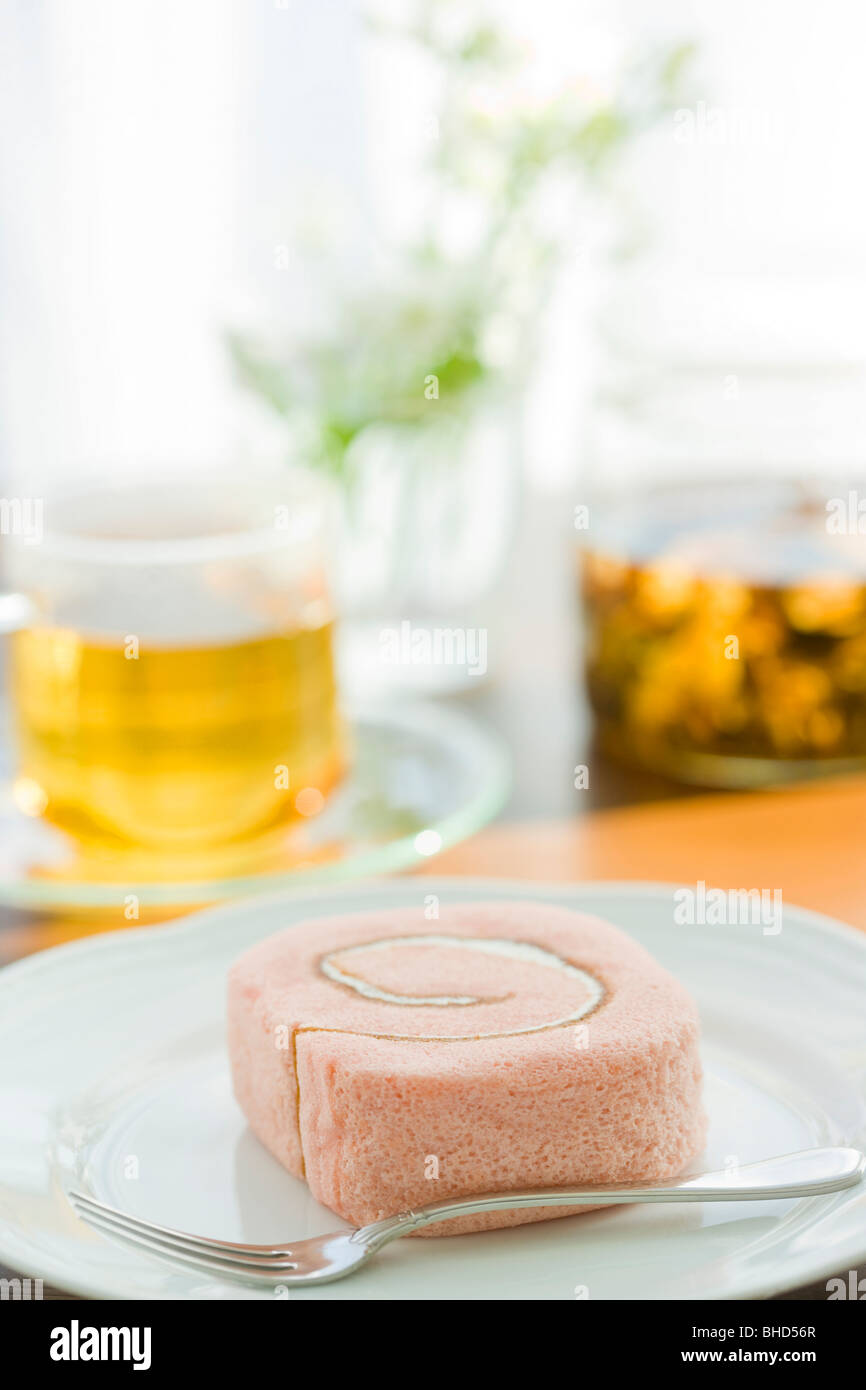 Cake and herbal tea Stock Photo Alamy