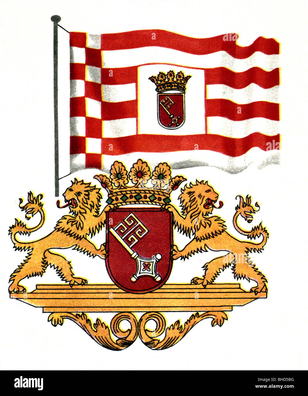 coat of arms, flag and coat of arms of the city of Bremen since 1891
