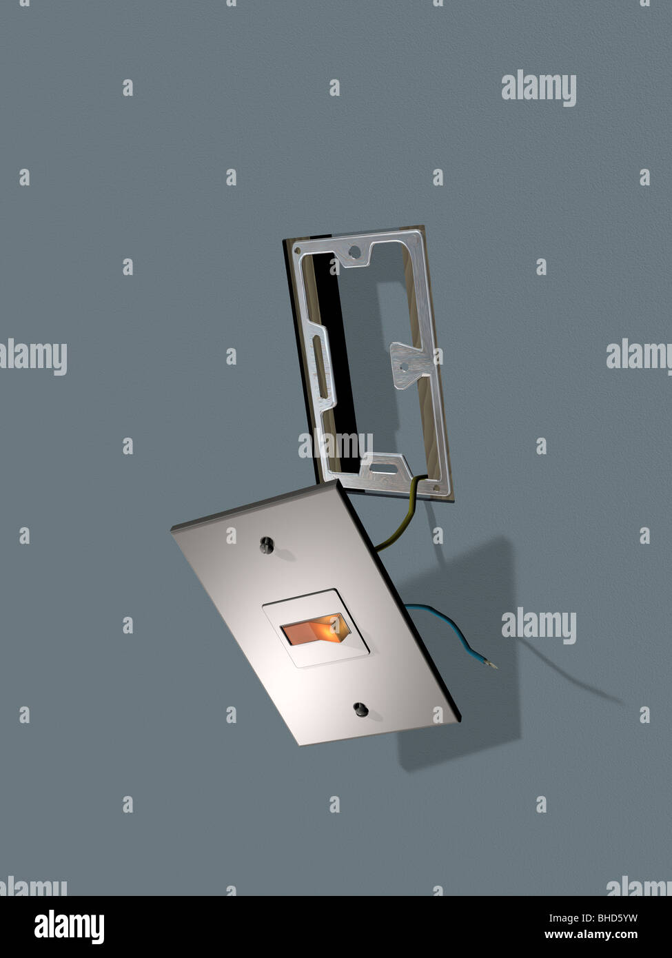Broken switch on wall Stock Photo Alamy